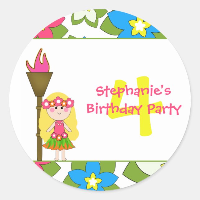 Pegatinas de la fiesta de cumpleaños de niñas de h (Anverso)