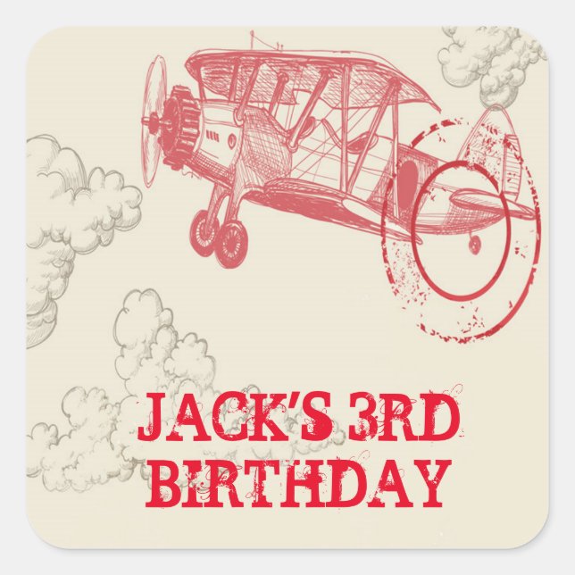Pegatinas de la fiesta de cumpleaños de Vintage Ai (Anverso)