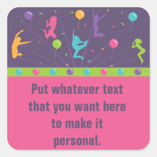 Pegatinas de la fiesta de cumpleaños del trampol