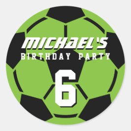 Pegatinas de la fiesta de cumpleaños Green Soccer 