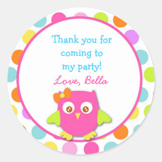 Pegatinas de la fiesta de cumpleaños Owl