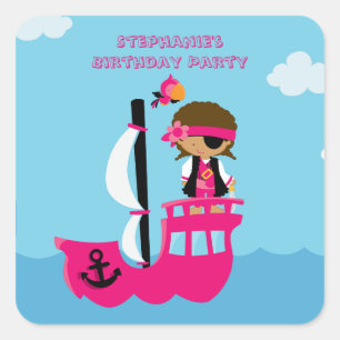 Pegatinas de la fiesta de cumpleaños pirata del ch