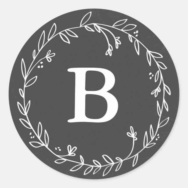 Pegatinas de la guirnalda del monograma Chalkboard (Anverso)