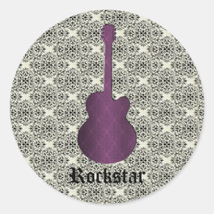 Pegatinas de la guitarra Rockstar Damask, morado