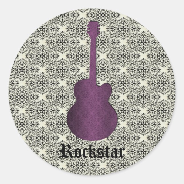 Pegatinas de la guitarra Rockstar Damask, morado (Anverso)