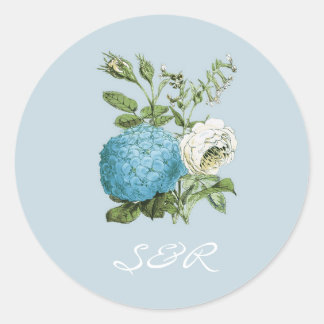 Pegatinas de la Invitación a la Boda Floral Azul T