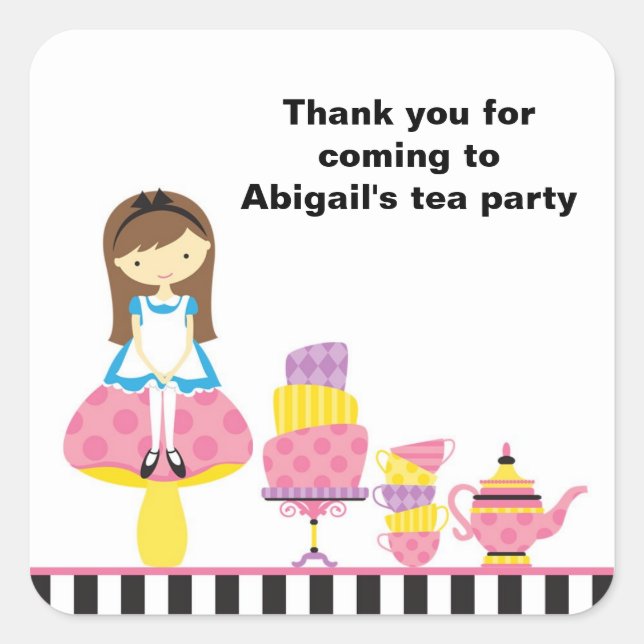 Pegatinas de la invitación de Alice in Wonderland (Anverso)