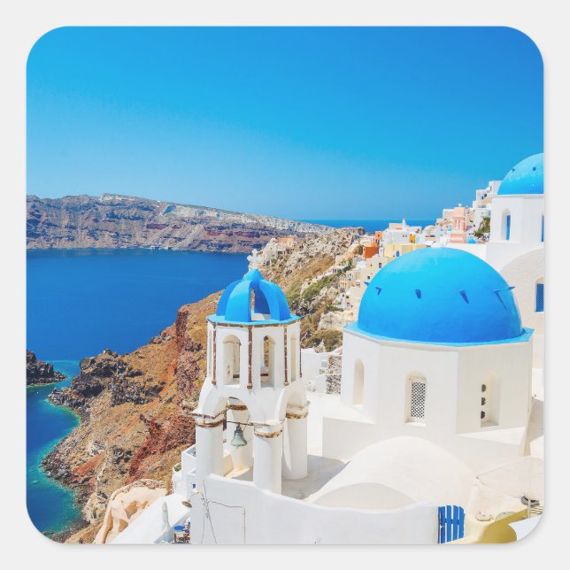 Pegatinas de la isla Caldera Santorini Grecia (Anverso)
