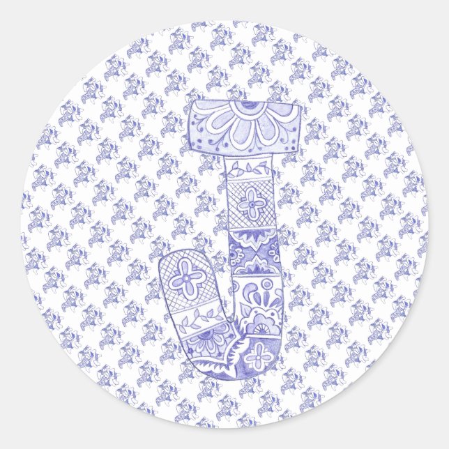 Pegatinas de la J azul y blanco (Anverso)