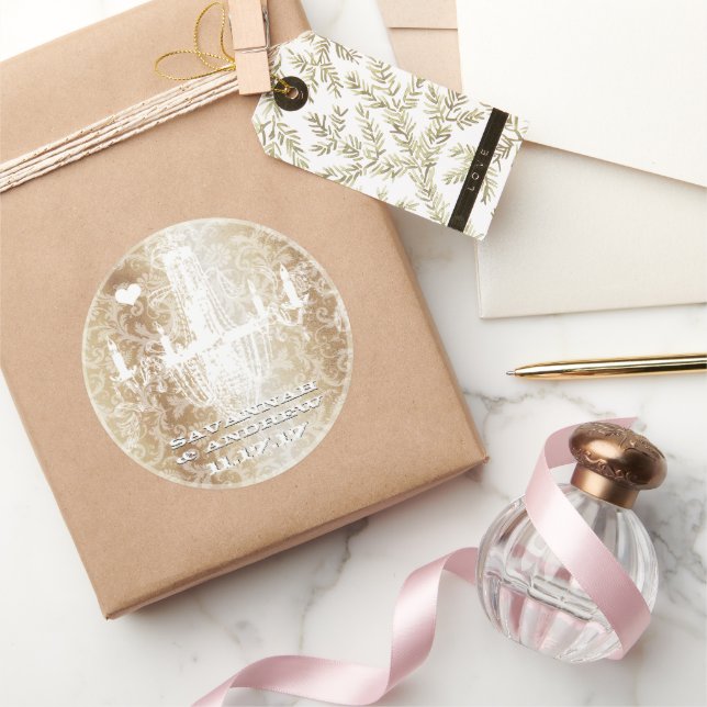 Pegatinas de la lámpara de araña de Damasco dorada (Regalar)