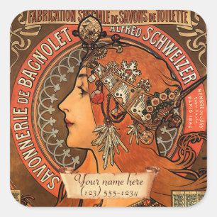 Pegatinas de la Librería Mucha Art Nouveau