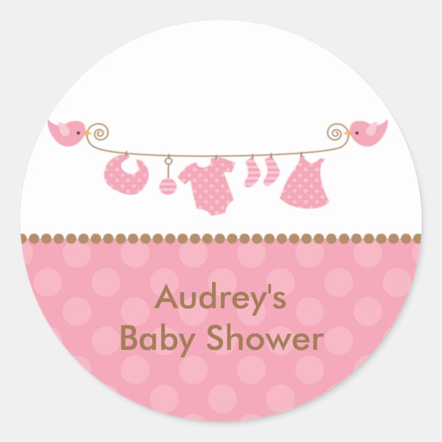 Pegatinas de la Línea de Lavandería Bebé Rosa (Anverso)