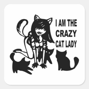 Pegatinas de la loca dama del gato
