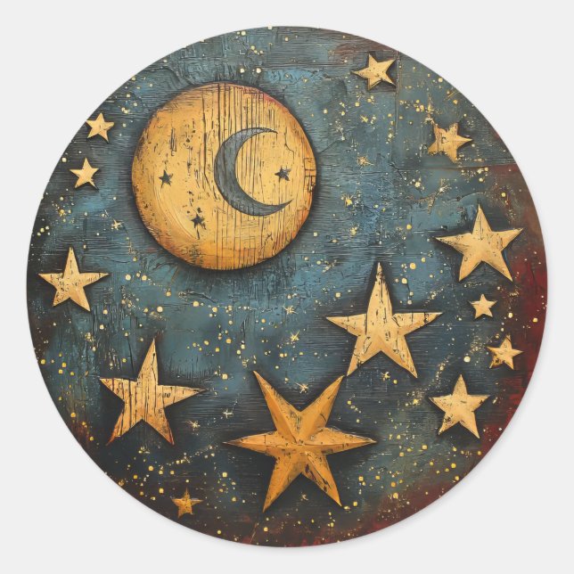 Pegatinas de la Luna Celestial y las Estrellas (Anverso)