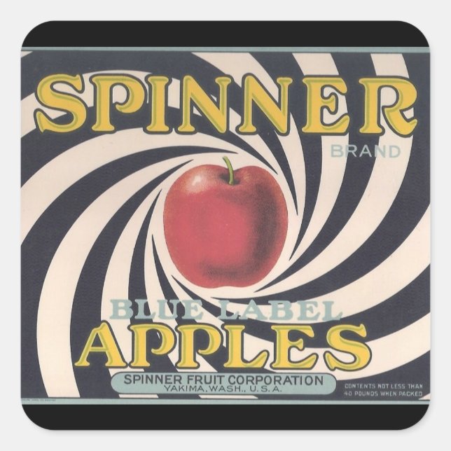 Pegatinas de la marca de manzanas Retro Spinner (Anverso)