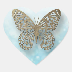 Pegatinas de la mariposa de oro azul