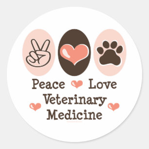 Pegatinas De La Medicina Veterinaria Peace Love 20