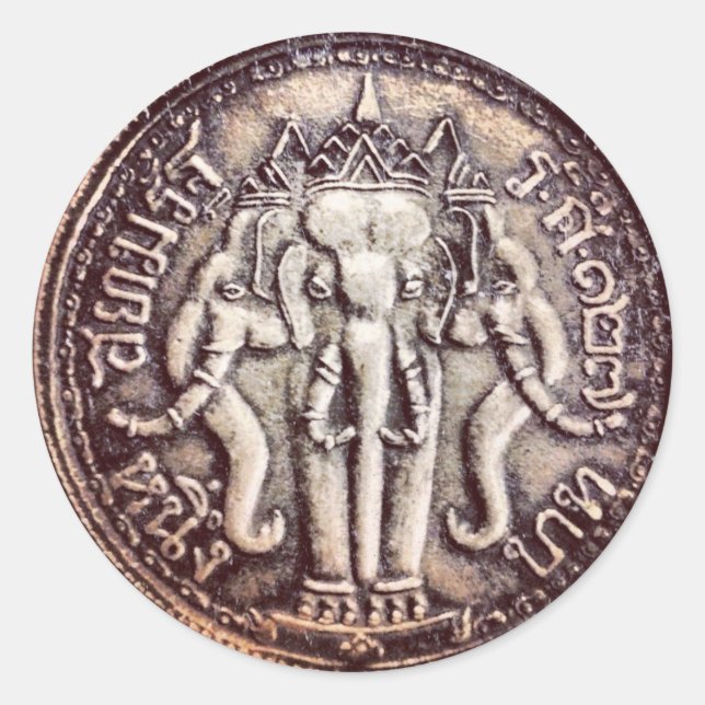 Pegatinas de la moneda del elefante del baht de (Anverso)