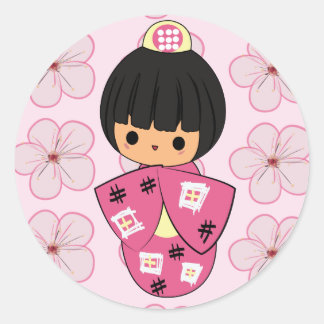 Pegatinas de la muñeca Kawaii Kokeshi