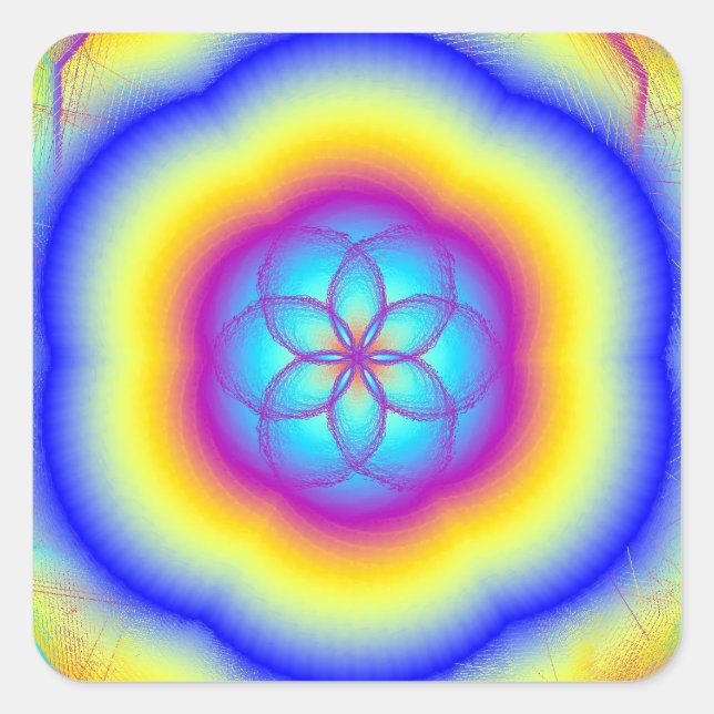 Pegatinas de la Plaza Arcoiris con flores de brill (Anverso)