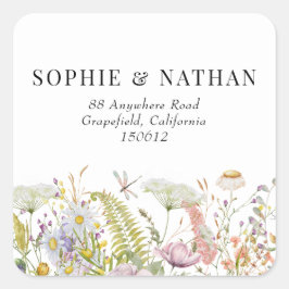 Pegatinas de la Plaza Boda de Flores Silvestres de