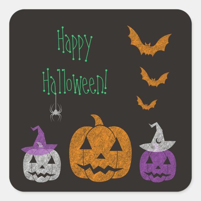 Pegatinas de la Plaza Chalkboard Halloween (Anverso)