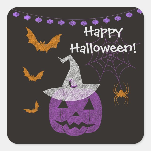 Pegatinas de la Plaza Chalkboard Halloween (Anverso)