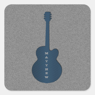 Pegatinas de la plaza de la guitarra a rayas, azul