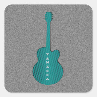 Pegatinas de la Plaza de la Guitarra a rayas, turq