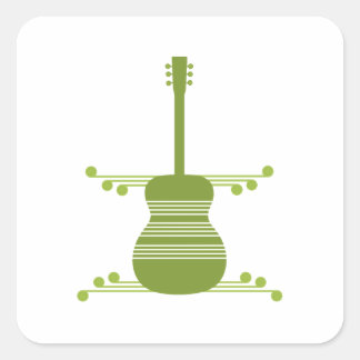 Pegatinas de la Plaza de la Guitarra Retro, verde 