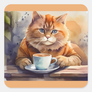 Pegatinas de la plaza del café para beber gato