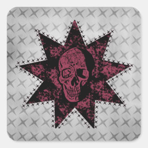 Pegatinas de la plaza del cráneo del punk, rosa ne