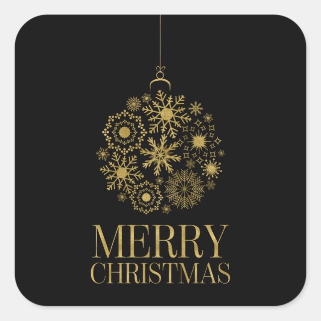 Pegatinas de la plaza Holiday Square con ornamento (Anverso)