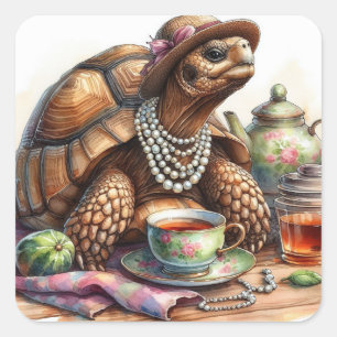 Pegatinas de la plaza Tortoise Tea Fiesta