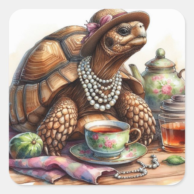 Pegatinas de la plaza Tortoise Tea Fiesta (Anverso)