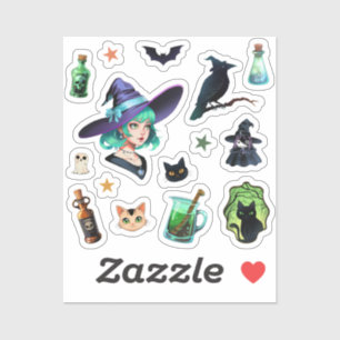 Pegatinas de la revista Witch Black poción del gat