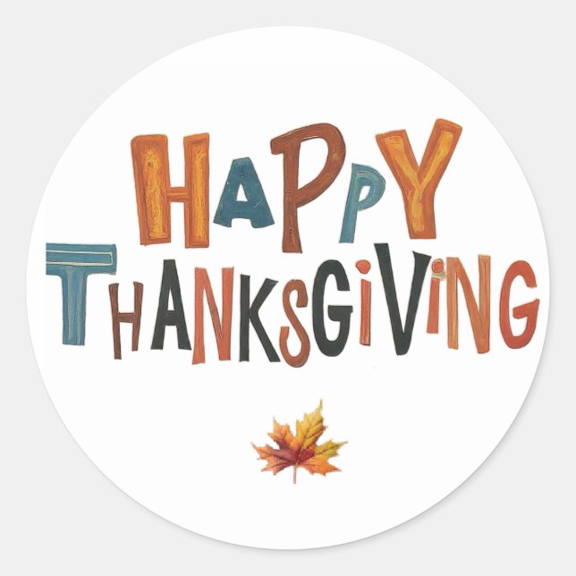 Pegatinas de la Ronda Clásica de Acción de Gracias (Anverso)