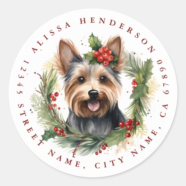 Pegatinas de la Ronda Clásica de Yorkshire Terrier (Anverso)
