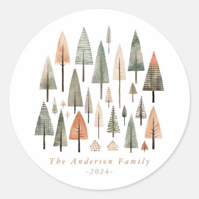 Pegatinas de la Ronda de Árboles de Navidad (Anverso)
