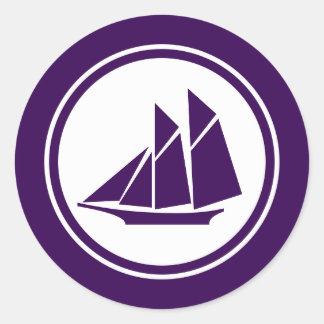 Pegatinas de la ronda de barcos de vela Purple Sch