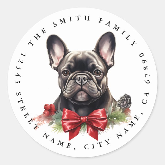 Pegatinas de la Ronda de Bulldog de Francia (Anverso)
