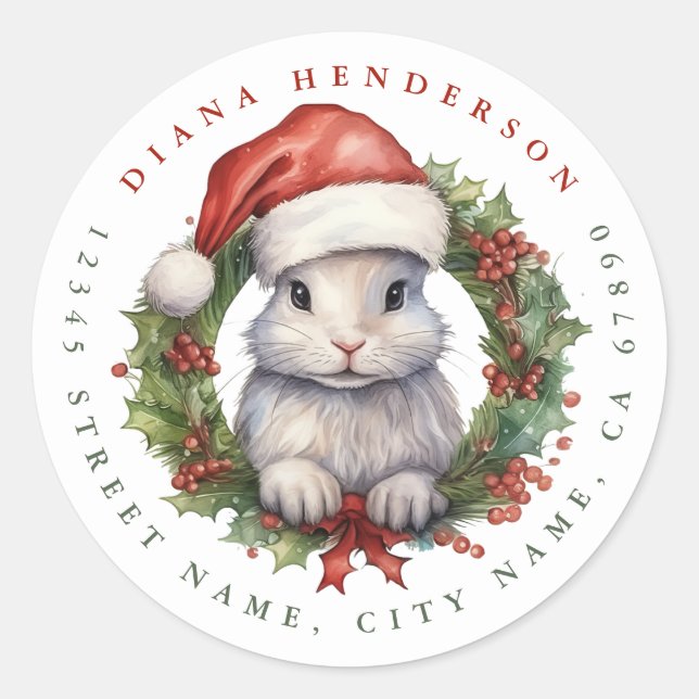 Pegatinas de la Ronda de Conejo de navidades (Anverso)