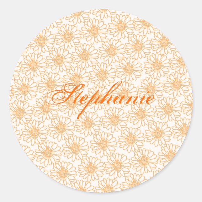 Pegatinas de la Ronda de Daisies, flores Naranjas (Anverso)