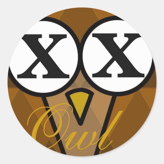 Pegatinas de la ronda de diamantes de búho (Anverso)