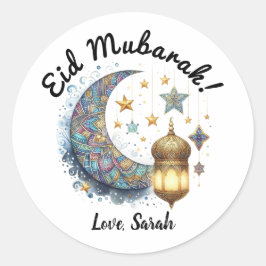 Pegatinas de la Ronda de Eid Mubarak Personalizado