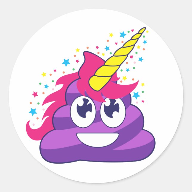 Pegatinas de la ronda de Emoji de palomitas morada (Anverso)