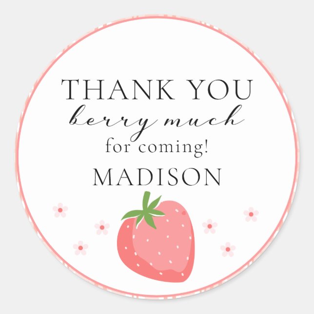 Pegatinas de la Ronda de Fresas Berry Primer Cumpl (Anverso)