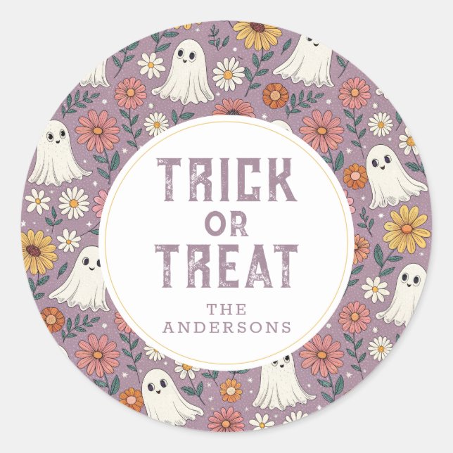 Pegatinas de la Ronda de Halloween Feliz (Anverso)