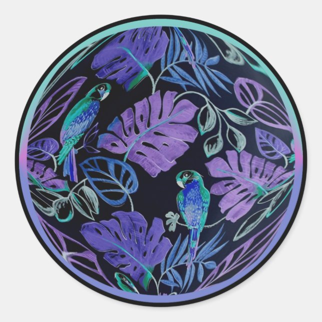 Pegatinas de la Ronda de Paraíso de Parrot Tropica (Anverso)