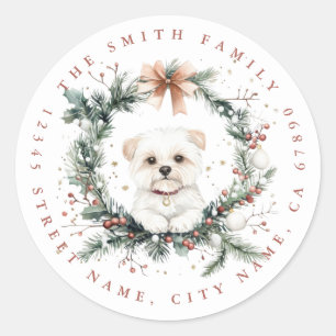 Pegatinas de la Ronda de Perros de Malta navidades